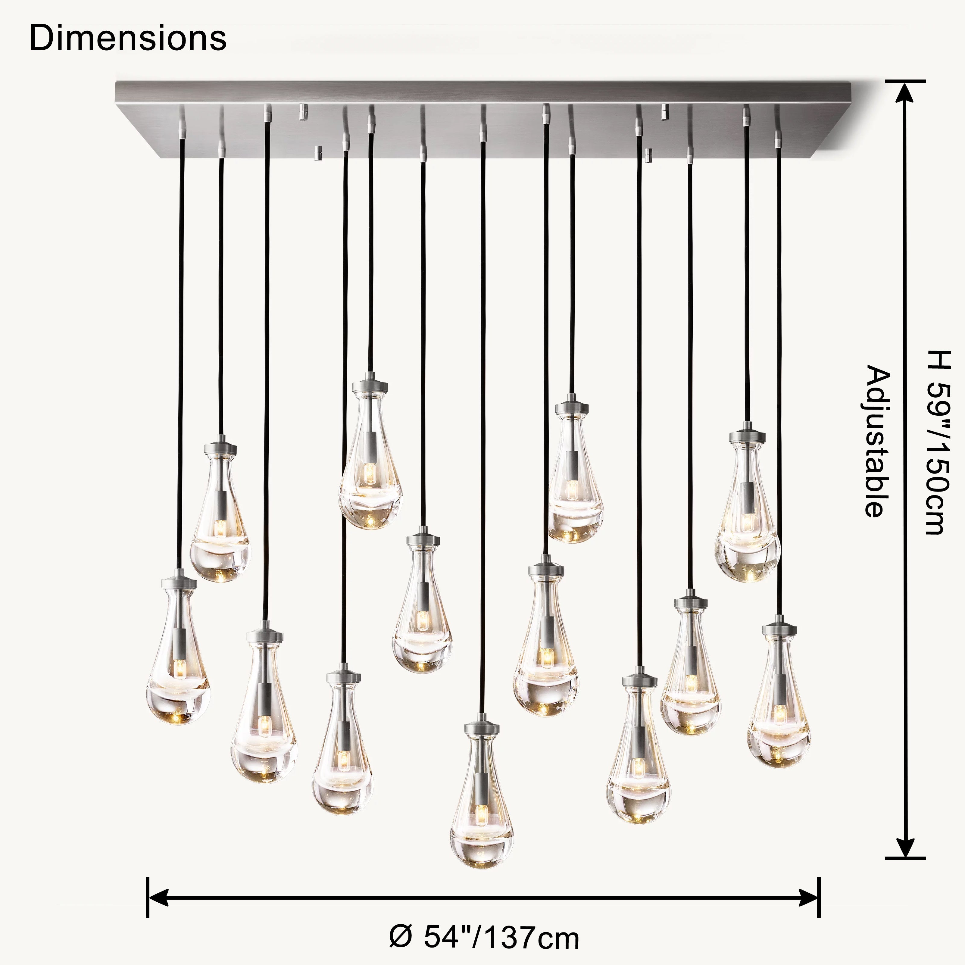 Antizer Rectangular Raindrop Glass Chandelier