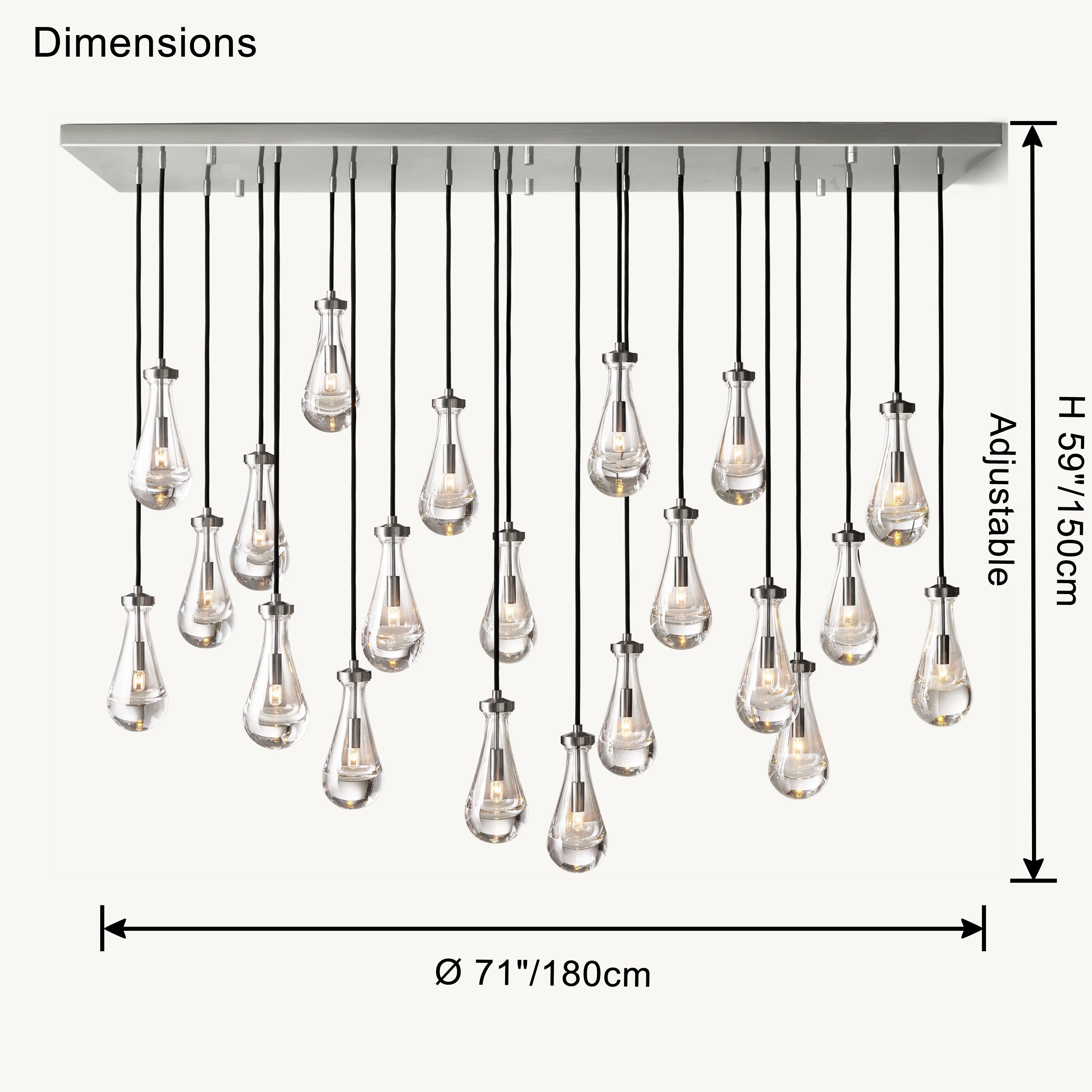 Antizer Rectangular Raindrop Glass Chandelier