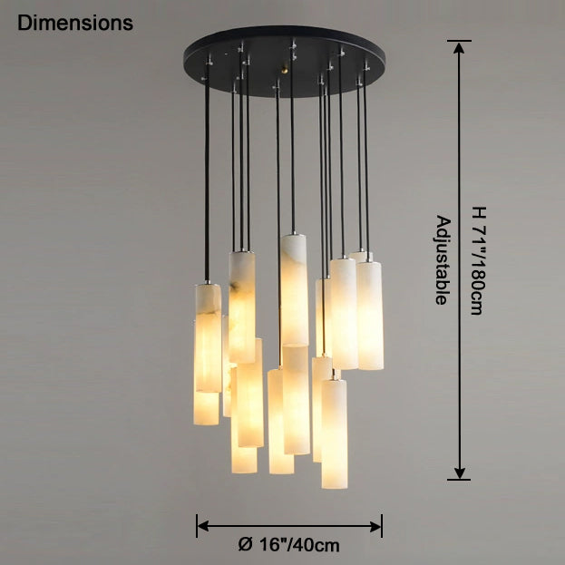 Antizer Modern Cylinder Alabaster Staircase Chandelier