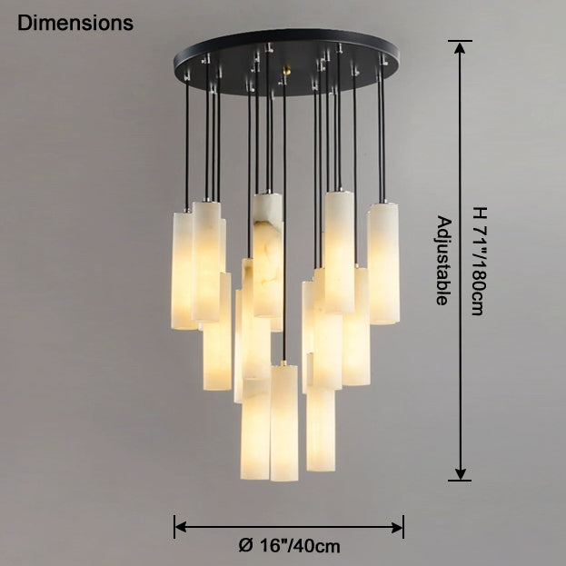 Antizer Modern Cylinder Alabaster Staircase Chandelier