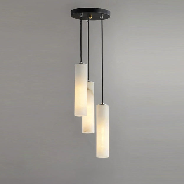 Antizer Modern Cylinder Alabaster Staircase Chandelier