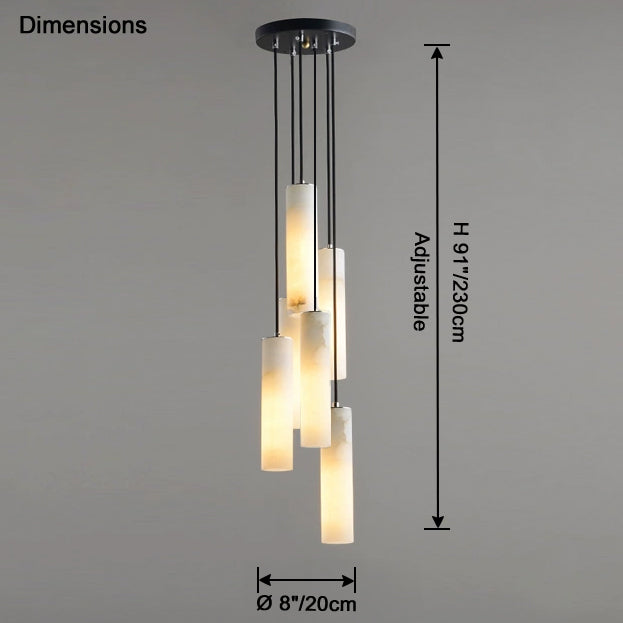 Antizer Modern Cylinder Alabaster Staircase Chandelier