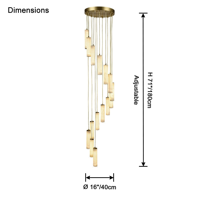 Antizer Modern Cylinder Alabaster Staircase Chandelier
