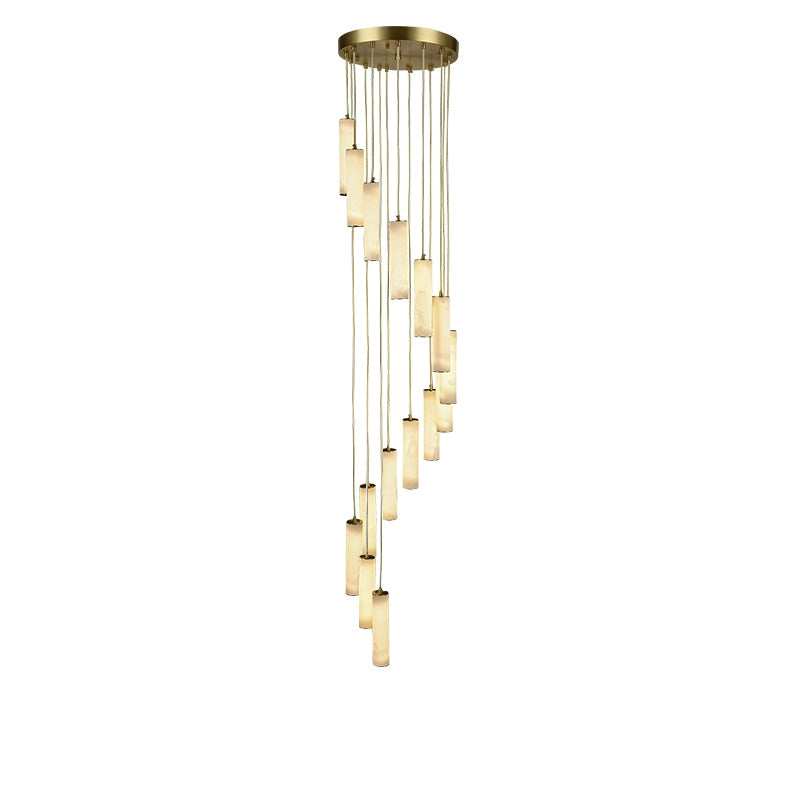 Antizer Modern Cylinder Alabaster Staircase Chandelier