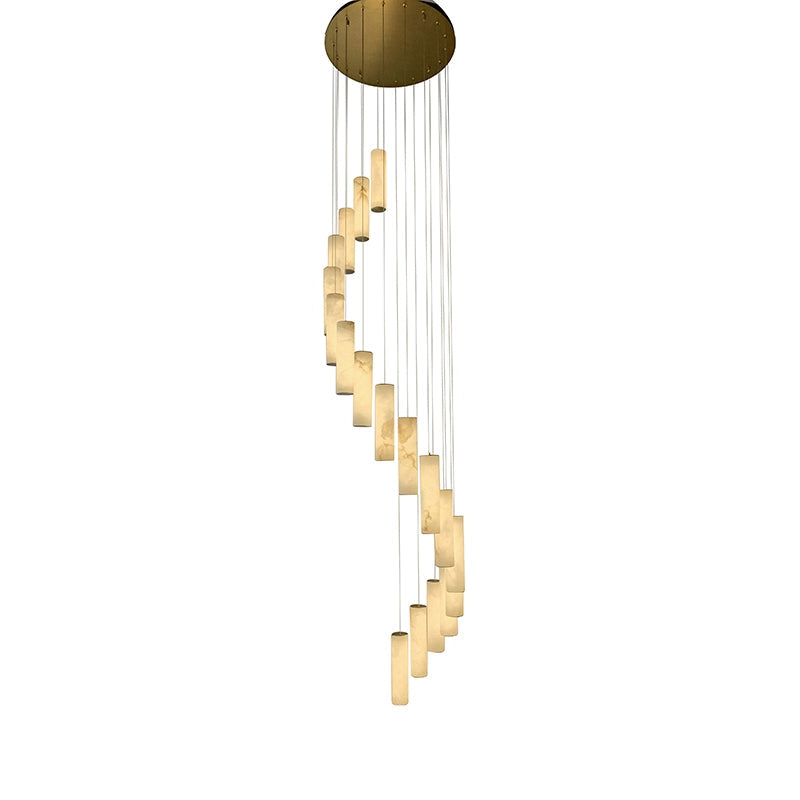 Antizer Modern Cylinder Alabaster Staircase Chandelier