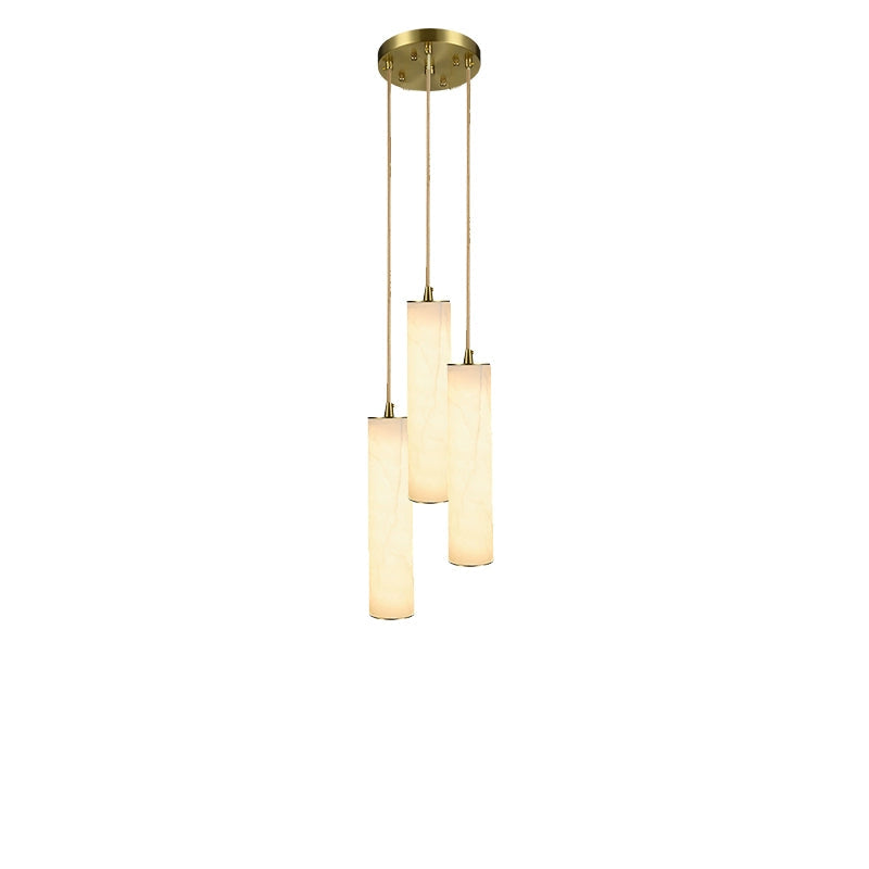 Antizer Modern Cylinder Alabaster Staircase Chandelier