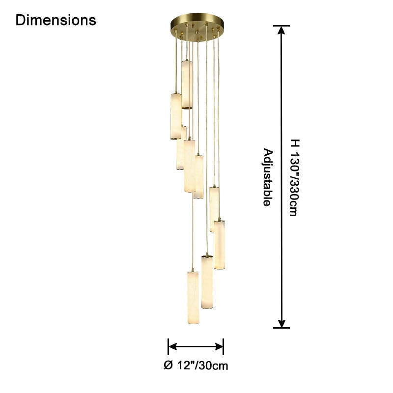 Antizer Modern Cylinder Alabaster Staircase Chandelier