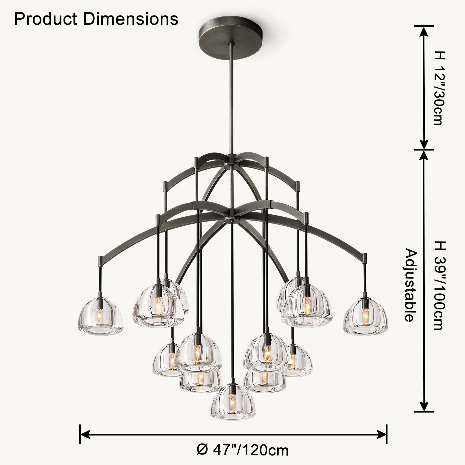 Antizer Modern Branch Hemisphere Round Glass Chandelier