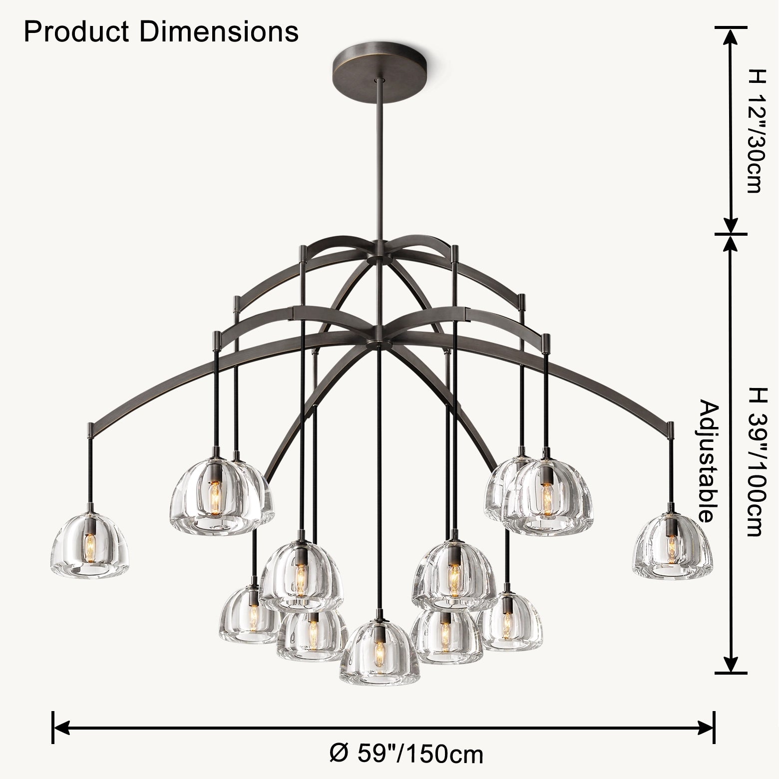 Antizer Modern Branch Hemisphere Round Glass Chandelier