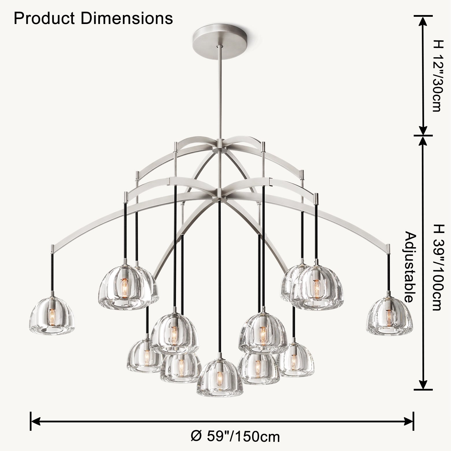 Antizer Modern Branch Hemisphere Round Glass Chandelier
