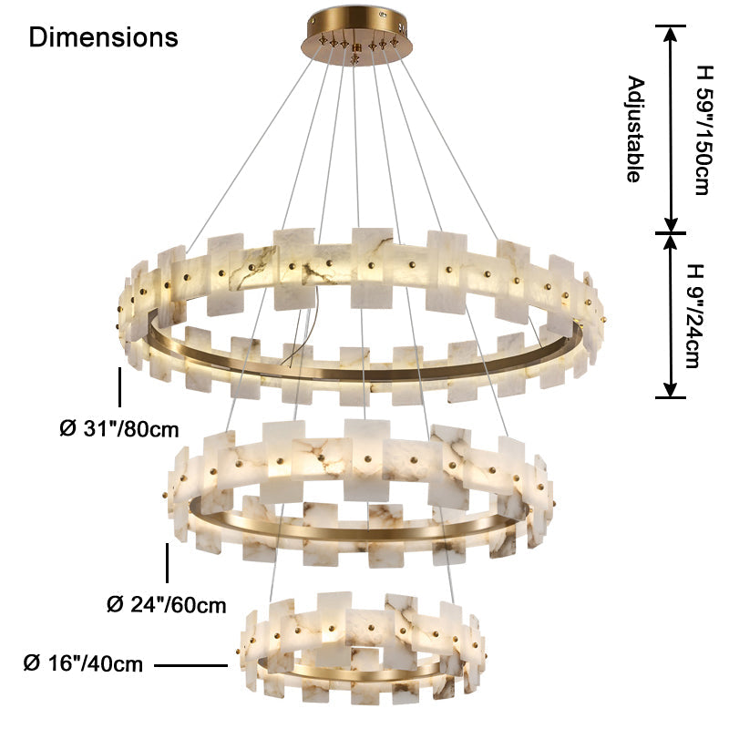 Antizer Modern Luxury Tiered Alabaster Chandelier