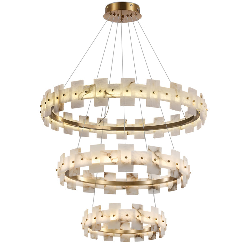 Antizer Modern Luxury Tiered Alabaster Chandelier