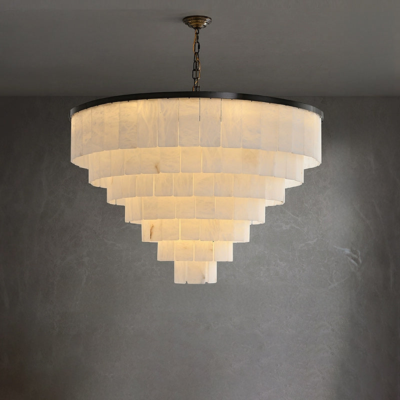 Antizer Modern Tiered Alabaster Chandelier
