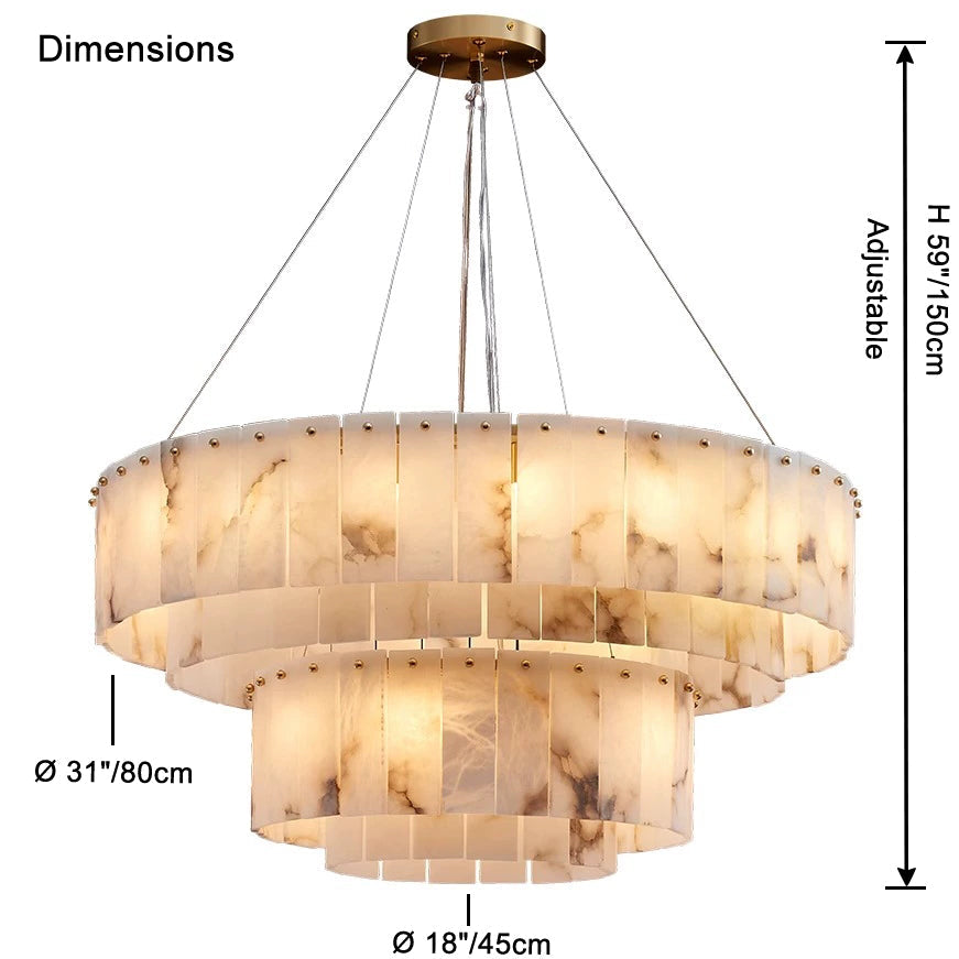 Antizer Modern Luxury Tiered Ring Alabaster Chandelier