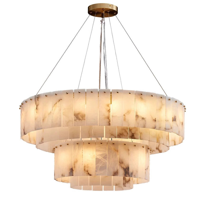 Antizer Modern Luxury Tiered Ring Alabaster Chandelier