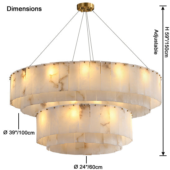 Antizer Modern Luxury Tiered Ring Alabaster Chandelier