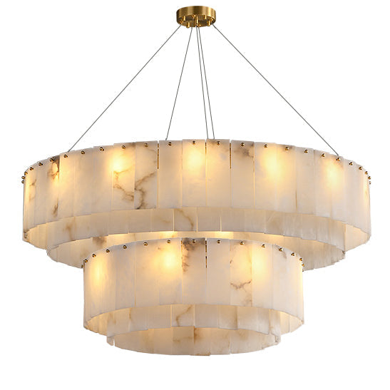 Antizer Modern Luxury Tiered Ring Alabaster Chandelier