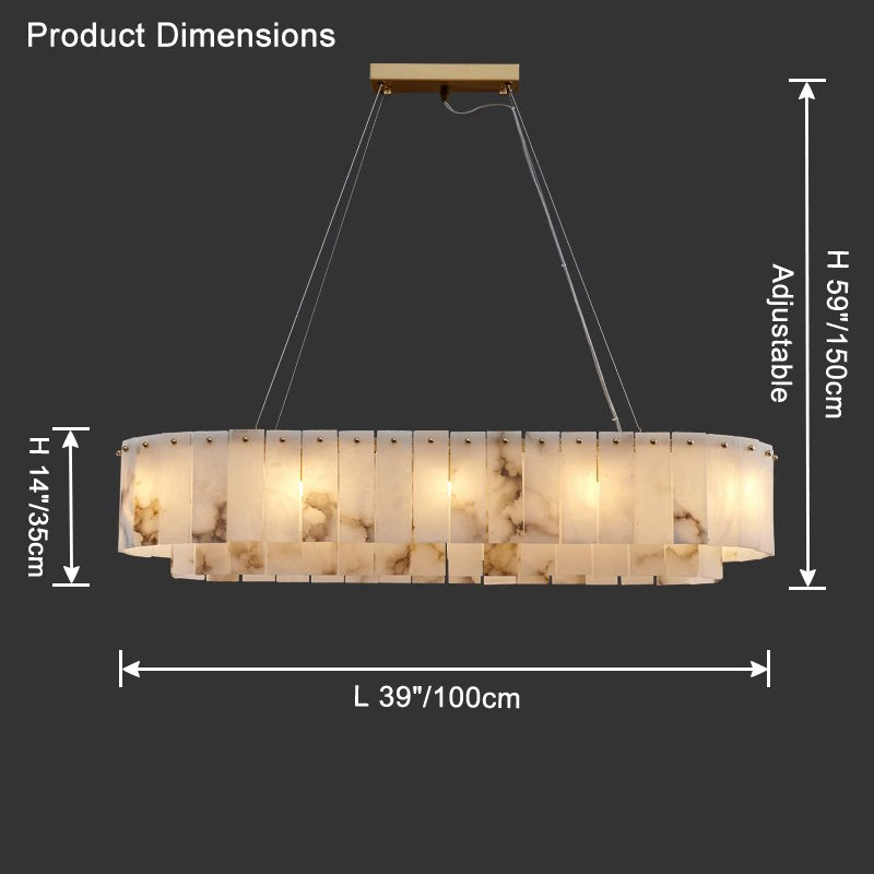 Antizer Modern Oval Linear Alabaster Chandelier