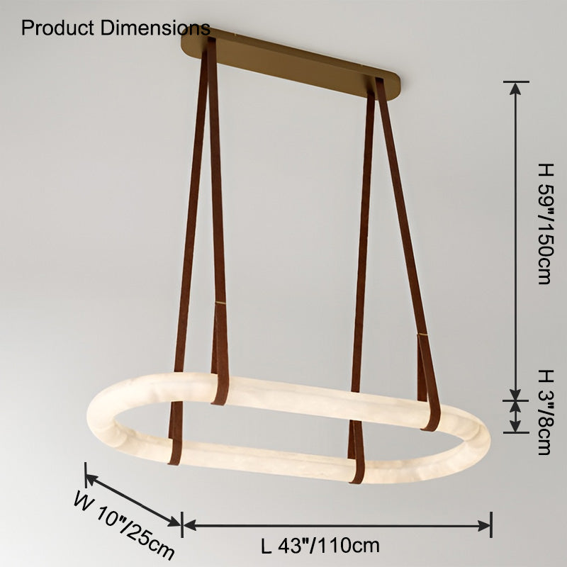 Antizer Luxury Leather Oval Alabaster Chandelier