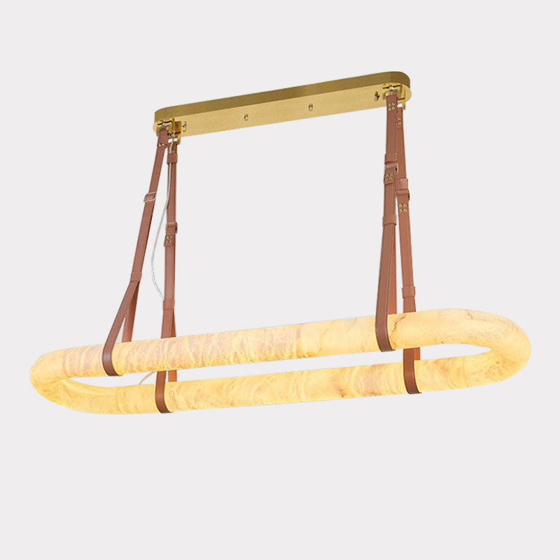 Antizer Luxury Leather Oval Alabaster Chandelier