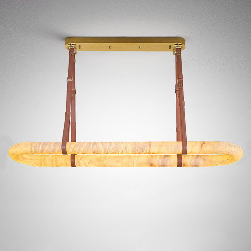 Antizer Luxury Leather Oval Alabaster Chandelier