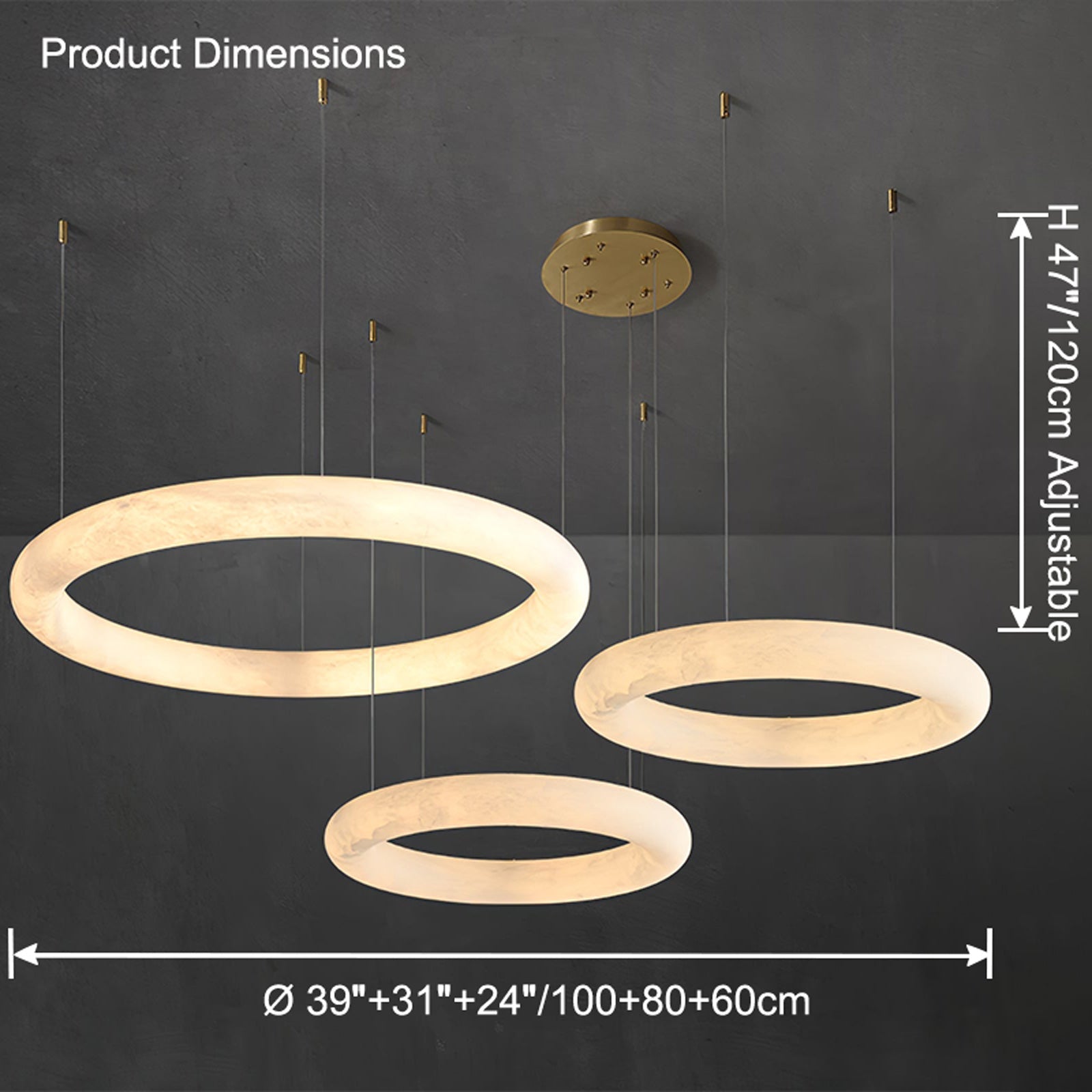 Antizer Modern Alabaster Circle LED Chandelier