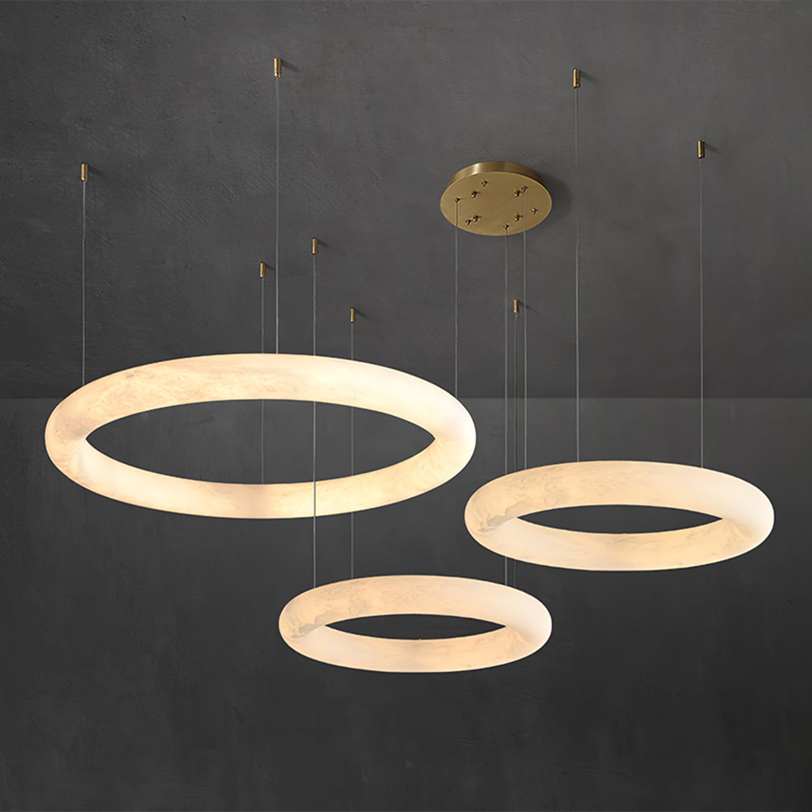 Antizer Modern Alabaster Circle LED Chandelier