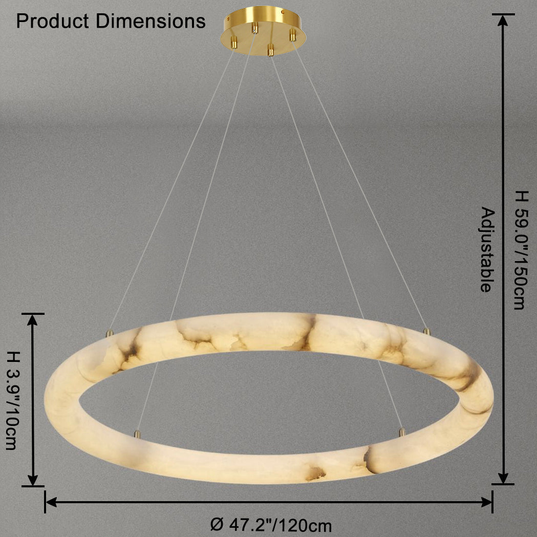 Antizer Luxury Leather Circular Alabaster Chandelier