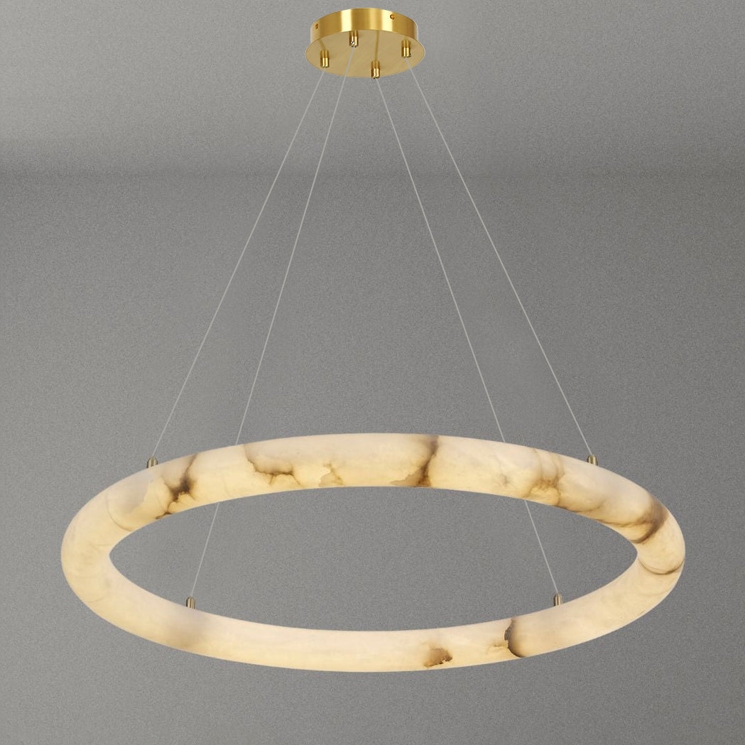 Antizer Luxury Leather Circular Alabaster Chandelier