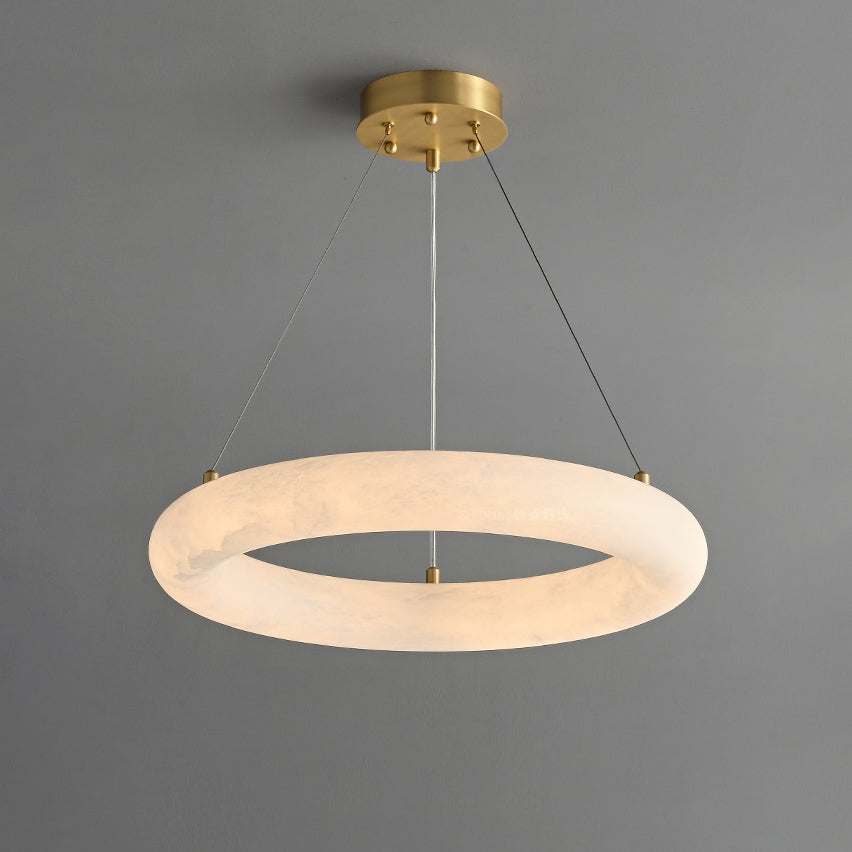 Antizer Luxury Leather Circular Alabaster Chandelier