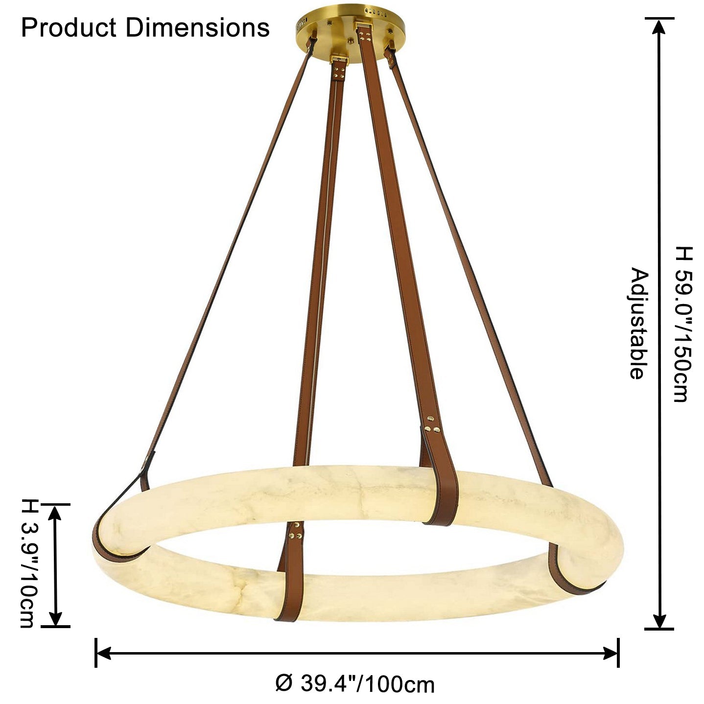 Antizer Luxury Leather Circular Alabaster Chandelier