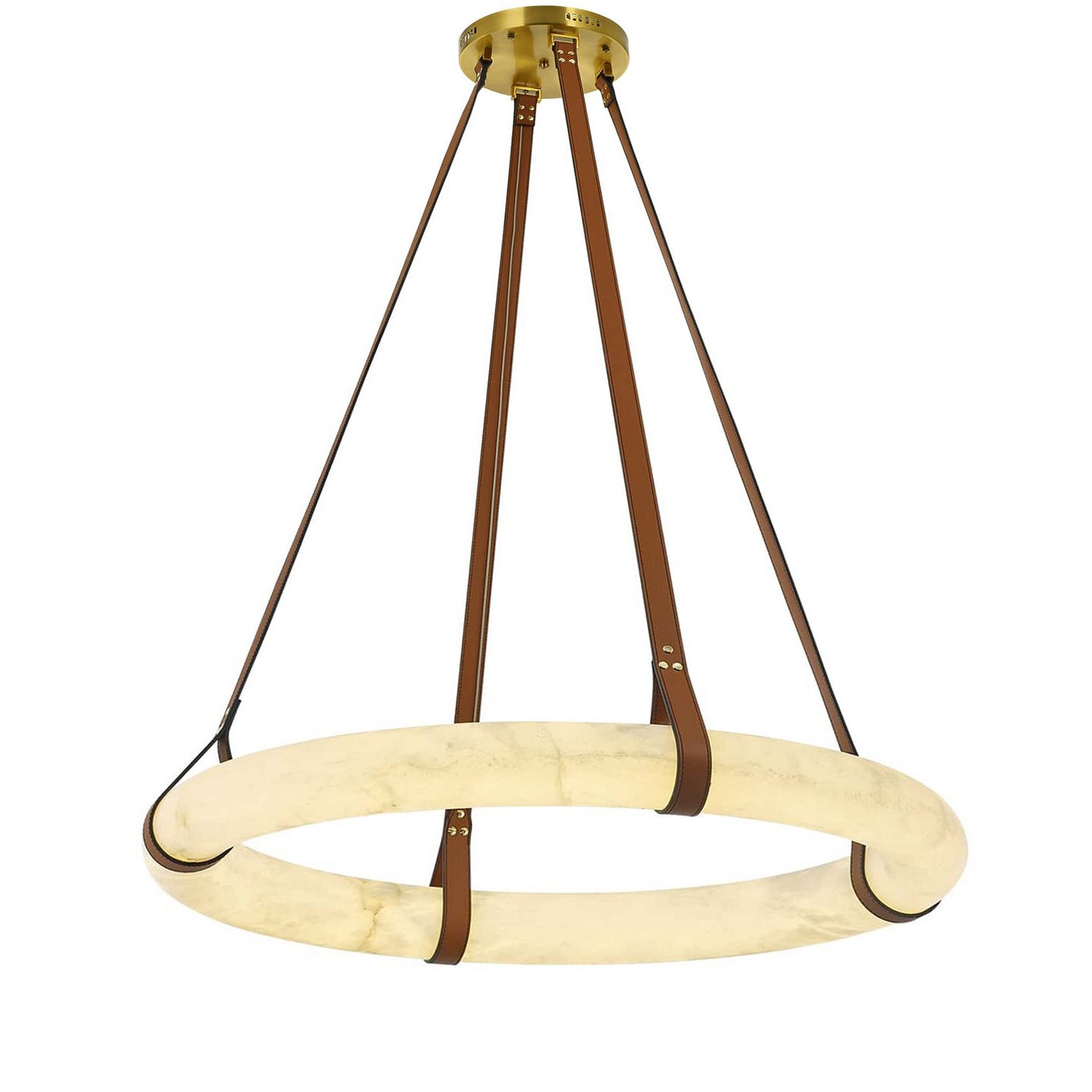 Antizer Luxury Leather Circular Alabaster Chandelier