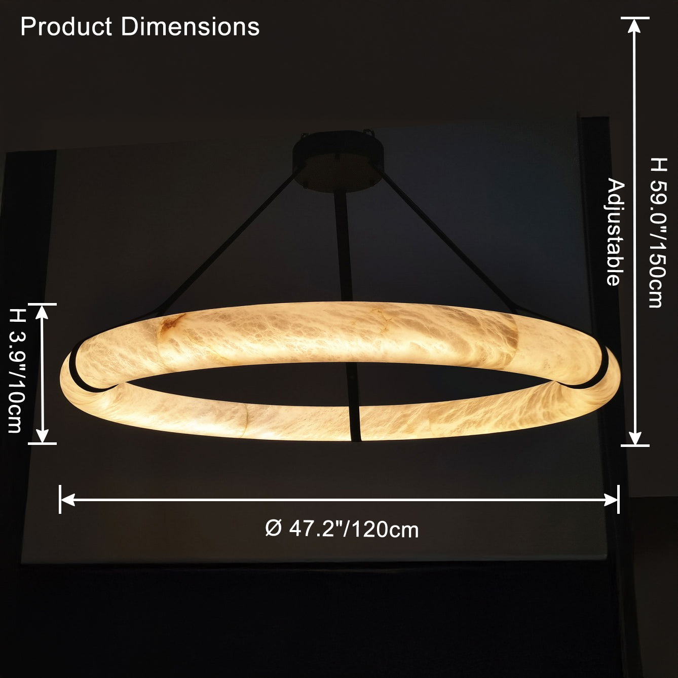 Antizer Luxury Leather Circular Alabaster Chandelier