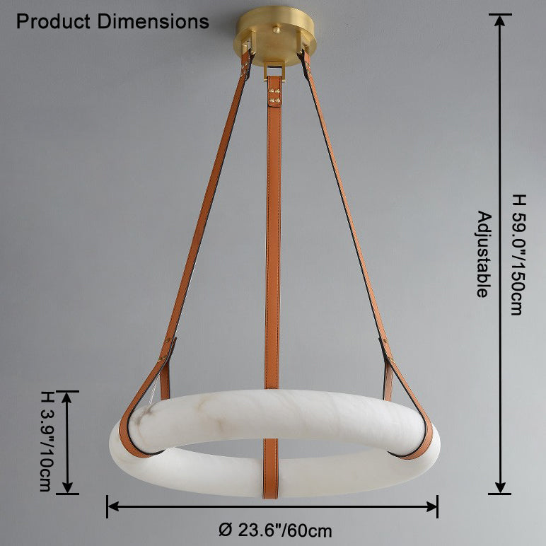 Antizer Luxury Leather Circular Alabaster Chandelier