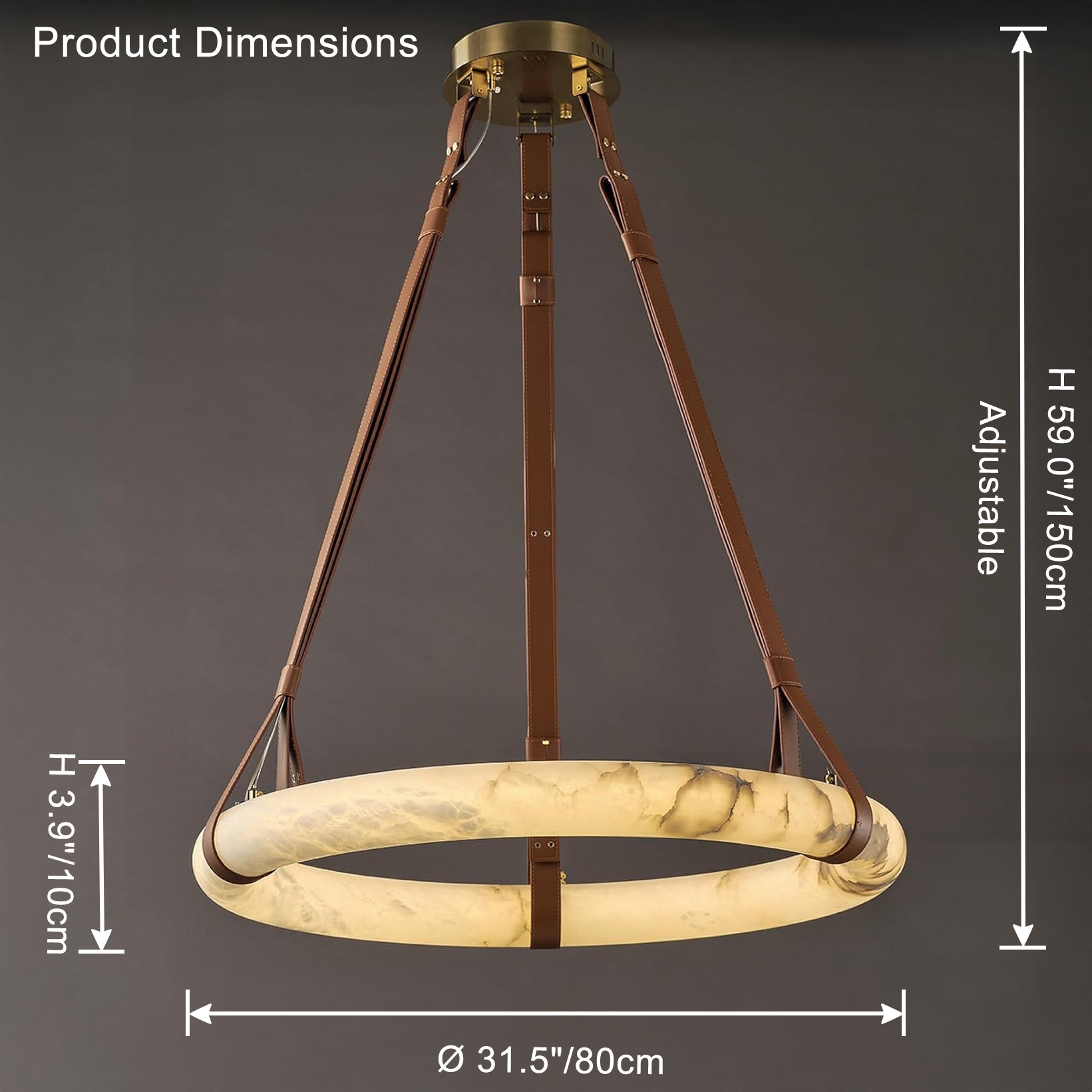 Antizer Luxury Leather Circular Alabaster Chandelier