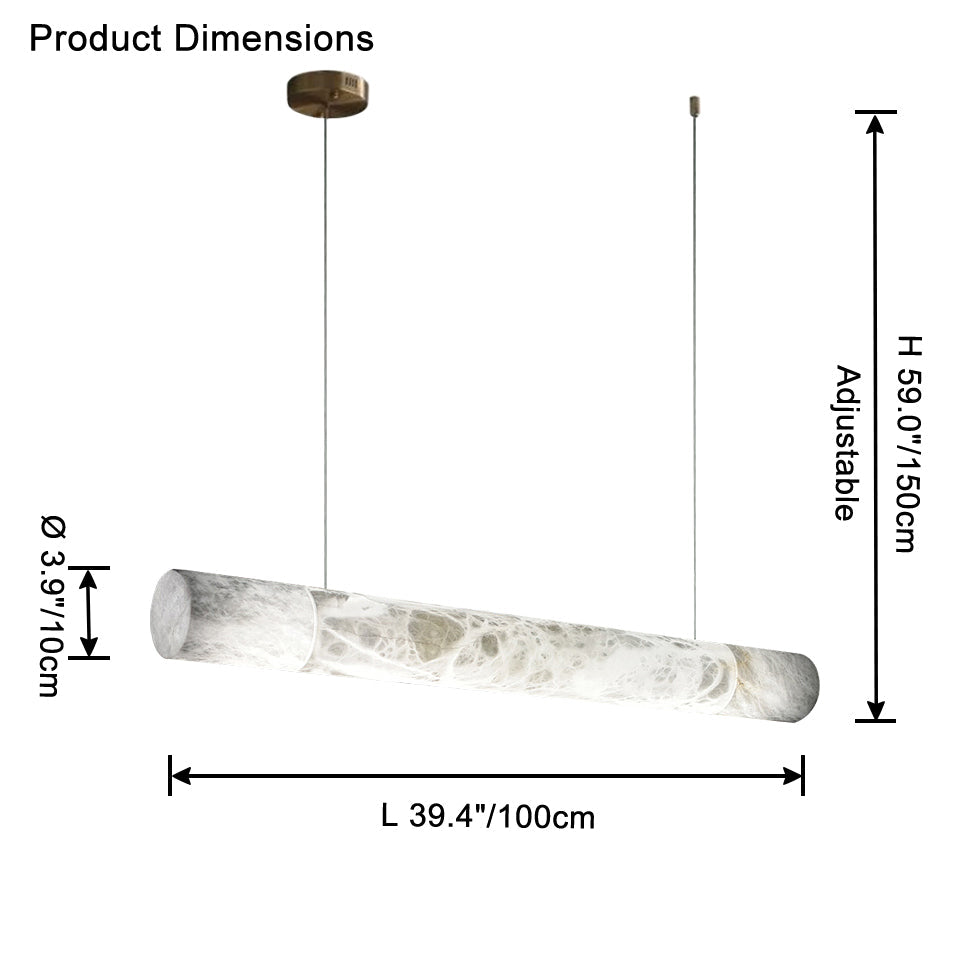 Antizer Minimalist Alabaster Tube Linear Pendant Light