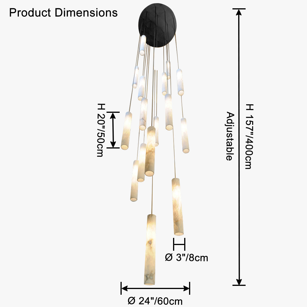 Antizer Modern Alabaster Tube Staircase Chandelier