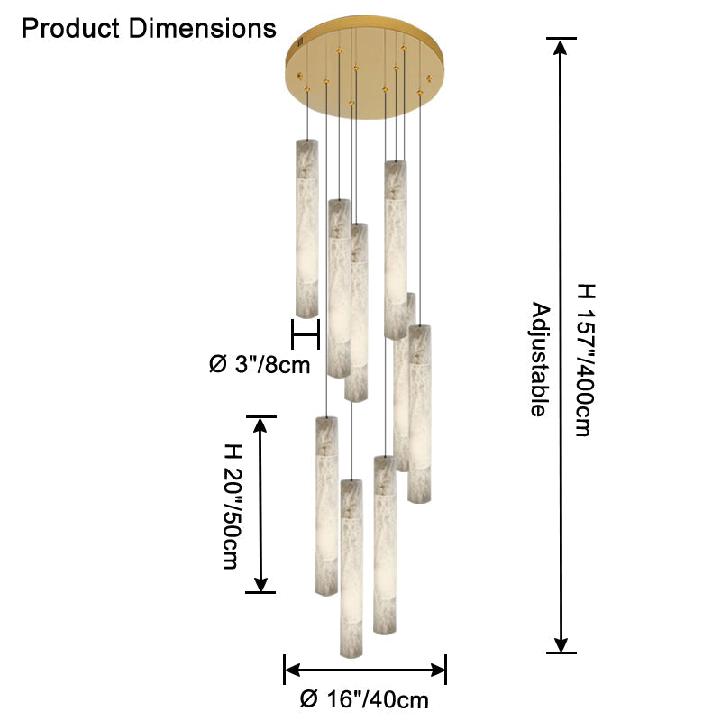 Antizer Modern Alabaster Tube Staircase Chandelier