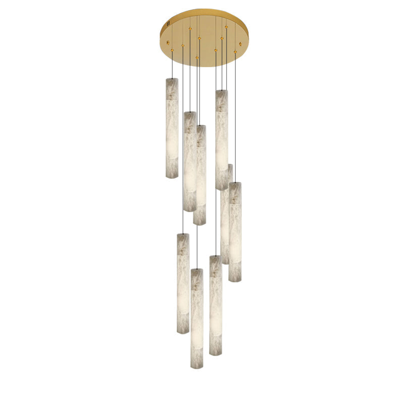 Antizer Modern Alabaster Tube Staircase Chandelier