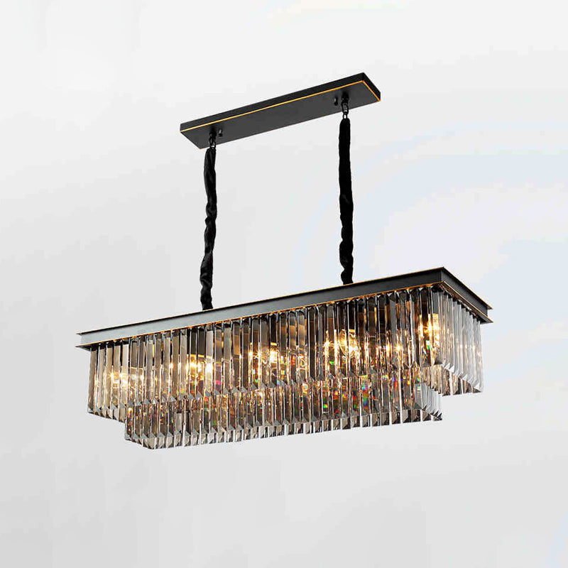 Antizer Smoked Crystal Rectangular Chandelier