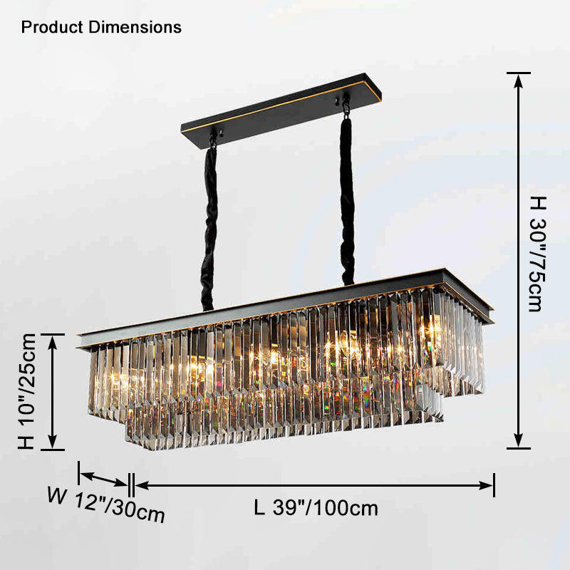 Antizer Smoked Crystal Rectangular Chandelier