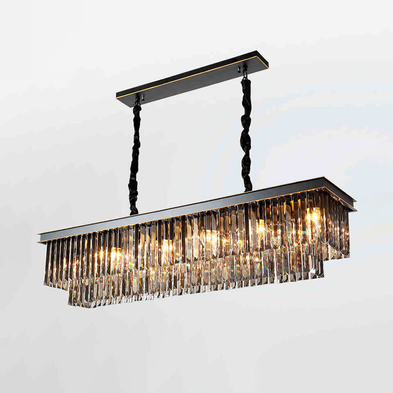 Antizer Smoked Crystal Rectangular Chandelier