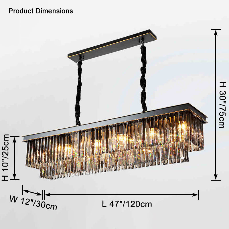 Antizer Smoked Crystal Rectangular Chandelier