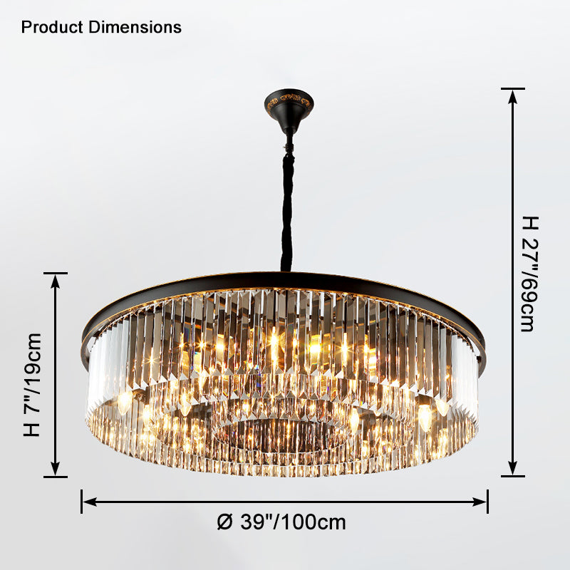 Antizer Smoked Crystal Round Chandelier