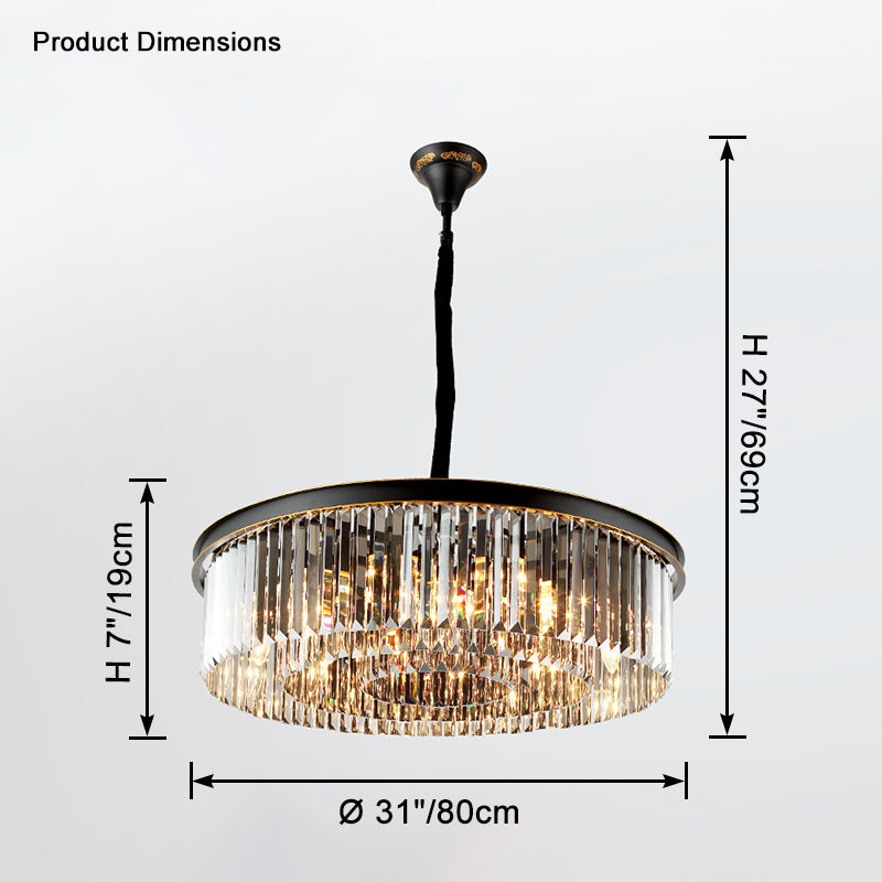 Antizer Smoked Crystal Round Chandelier