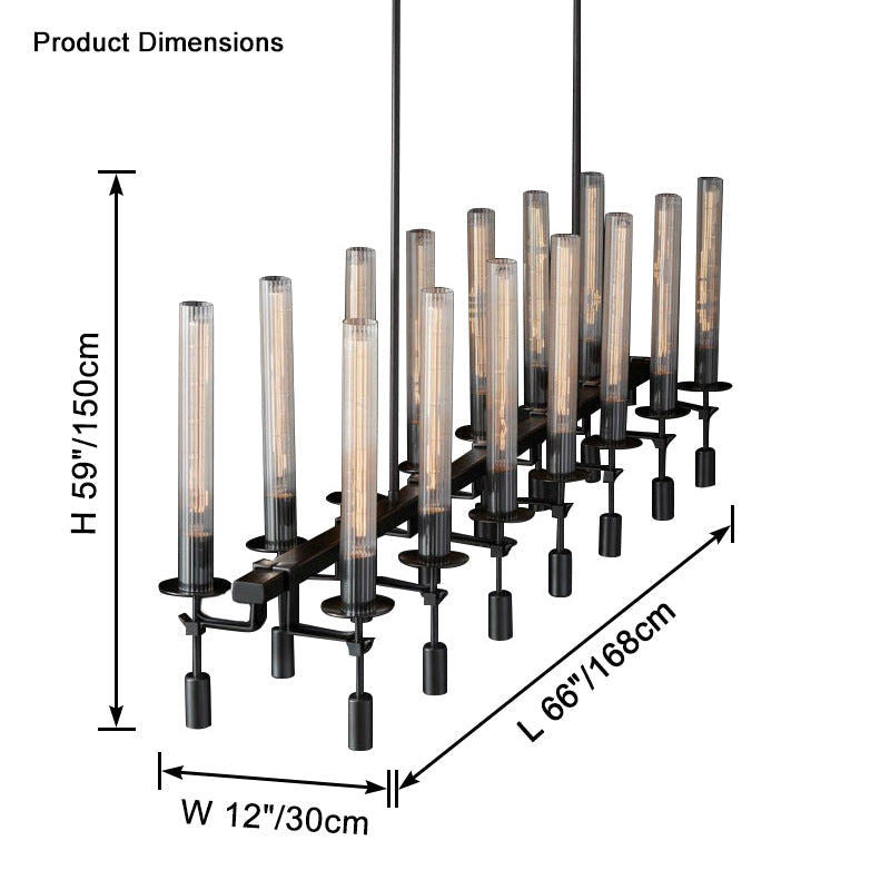 Antizer Candelabra Linear Glass Tube Chandelier