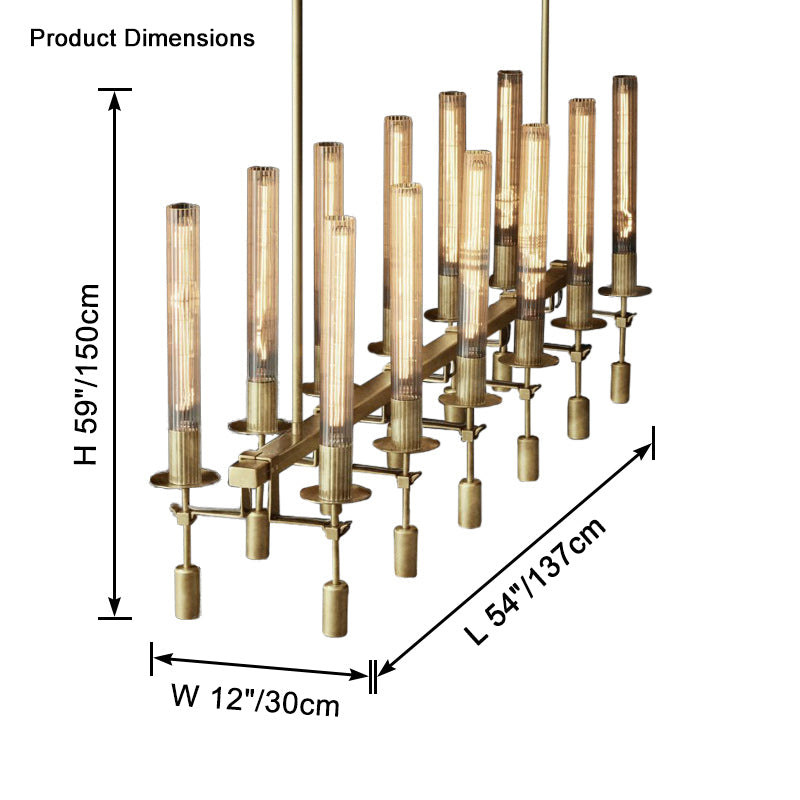 Antizer Candelabra Linear Glass Tube Chandelier