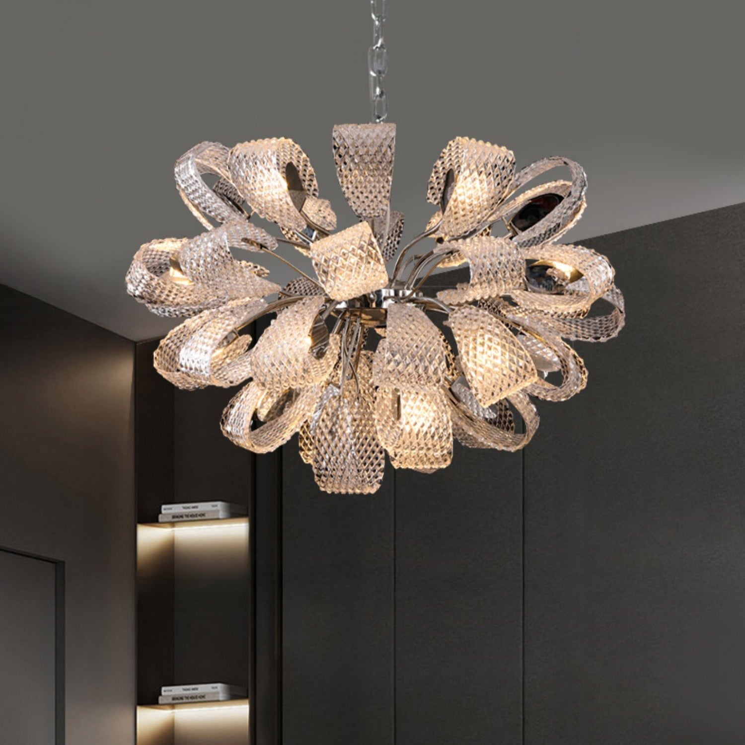 Antizer Art Luxury Glass Flower Chandelier