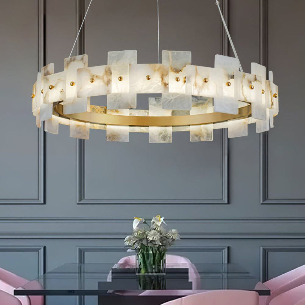 Antizer Modern Luxury Tiered Alabaster Chandelier