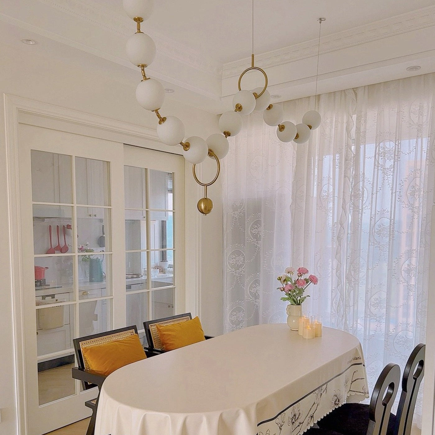 Antizer Art Deco Adjustable Pearl Chandelier